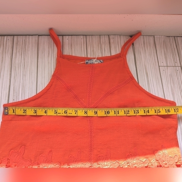 J Gee High Neck Embroidered Lace Cut Out Dress in Orange Size Large - Picture 8 of 11